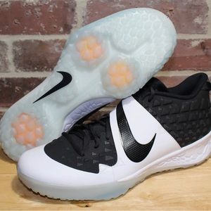 Men's Nike Force Zoom Trout 6 Turf Shoes Black White Size 12